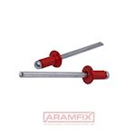 ISO 15977 Domed Head Blind Rivets 4x10mm Aluminium 3,5% MG / Steel RAL 3000 RED METRIC Domed