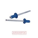 ISO 15983A Domed Head Blind Rivets 4x12mm Aluminium 3,5% MG / Steel RAL 5010 BLUE METRIC Domed