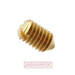 ISO 7434 Set screw High-Hold Cone-Point M8x12mm Brass PLAIN Brass Slotted METRIC Full