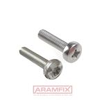 DIN 7985 Pan Head Screw M5x12mm Class A2 PLAIN Stainless Cross METRIC Full Rounded