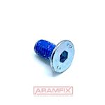 DIN 7991 Flat Head Countersunk M6x12mm Grade 8.8 Zinc Plated with Blue nylon KLF patch Hex METRIC Full Flat