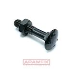 DIN 603/555 Carriage Bolt with Nut M7x40mm Grade 4.8 Black Oxide METRIC Full Rounded