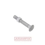 DIN 603/555 Carriage Bolt with Nut M16x110mm Grade 4.8 HDG-ISO [ISO FIT] METRIC Partially Rounded