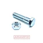 DIN 931/934 Hex Bolt with Shank M6x80mm Grade 8.8 Zinc Plated METRIC Partially Hex