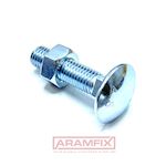 ISO 8677/4034 Carriage Bolt with Nut M5x30mm Grade 4.8 Zinc Plated METRIC Full Rounded