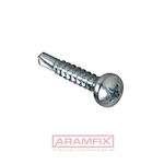 Self Drilling Drilling Screw for Metal 4.2x25mm Carbon Steel Zinc Plated Phillips #2 Full Button Head