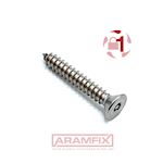 Countersunk Self Tapper Pin Hex Security Screw Pin Hex 3.5x25mm Class A2 PLAIN Stainless HM2 Drive Full Countersunk