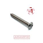 Button Head Self Tapper 6-Lobe Pin Security Screw 6-Lobe Pin 10x1 1/2 Class A2 PLAIN Stainless T25 Drive INCH Full Button Head